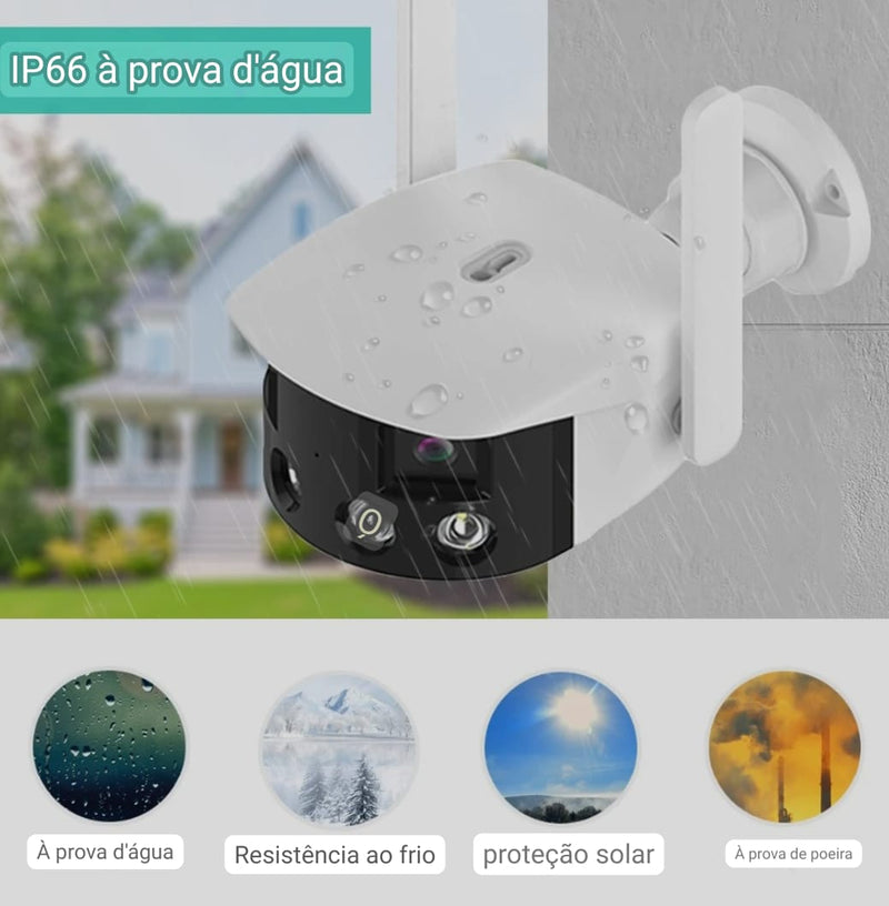 Câmera panorâmica WiFi com lente dupla, Ângulo de visão amplo 180 °, Detecção Humana AI, Câmera IP de Vigilância ICSEE, 4K 8MP